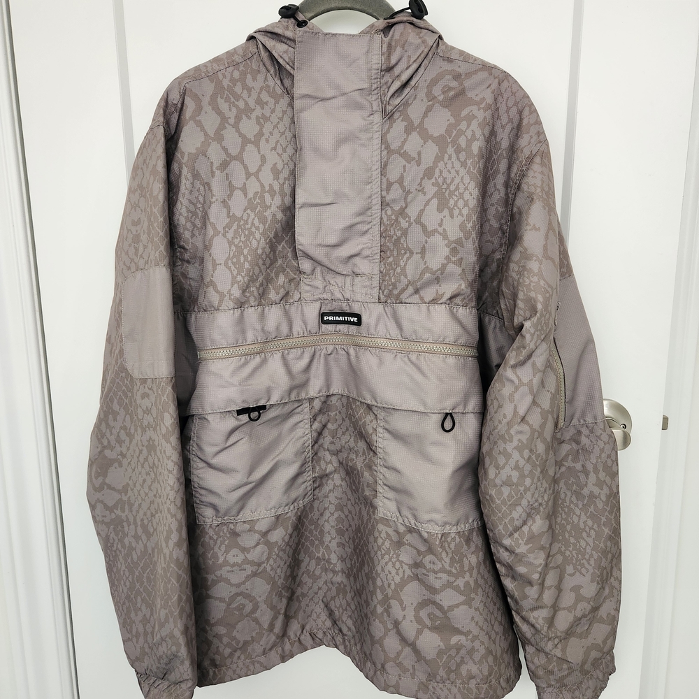 Gray Snake Print Windbreaker Jacket